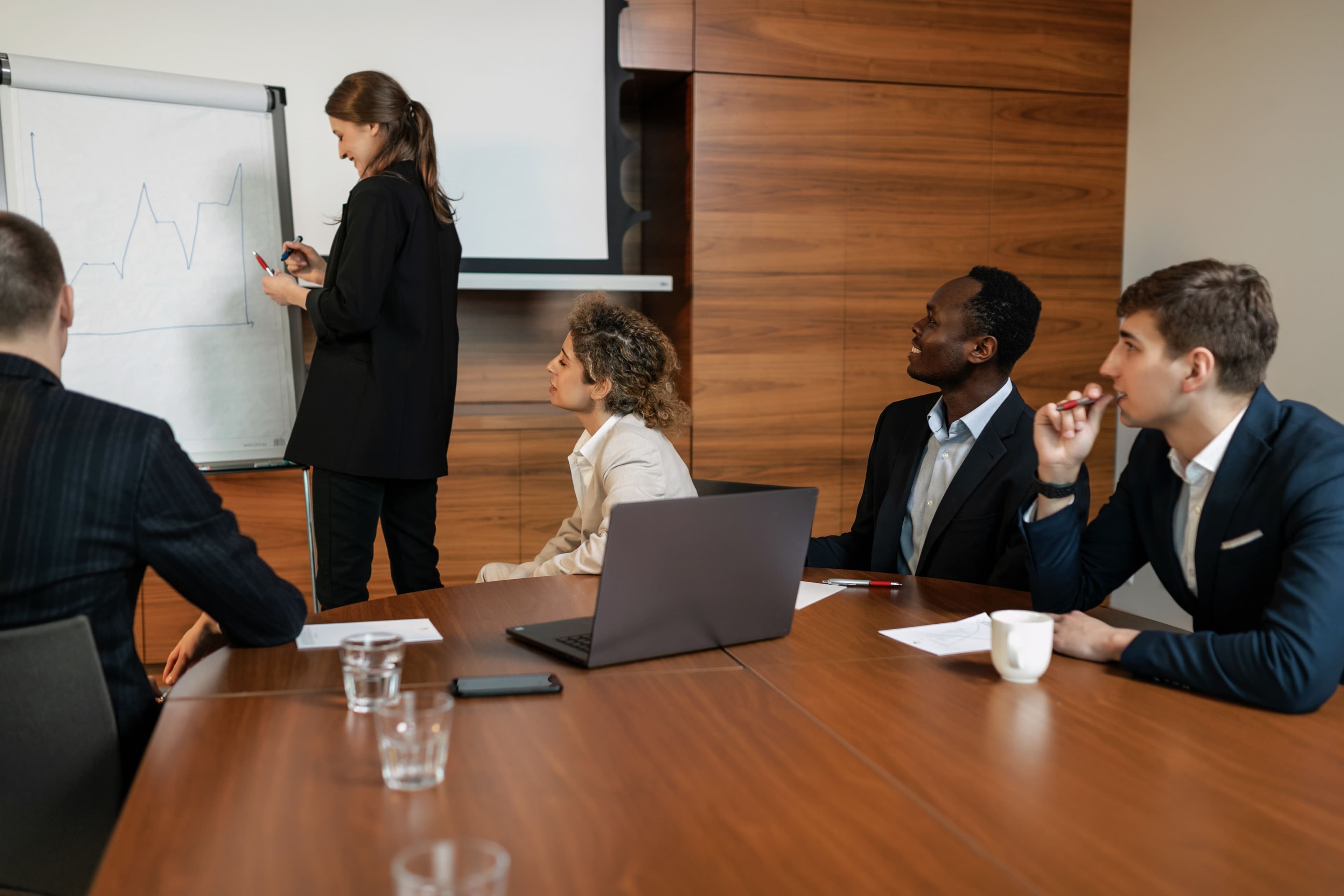 Professional team reviewing workforce performance and development priorities