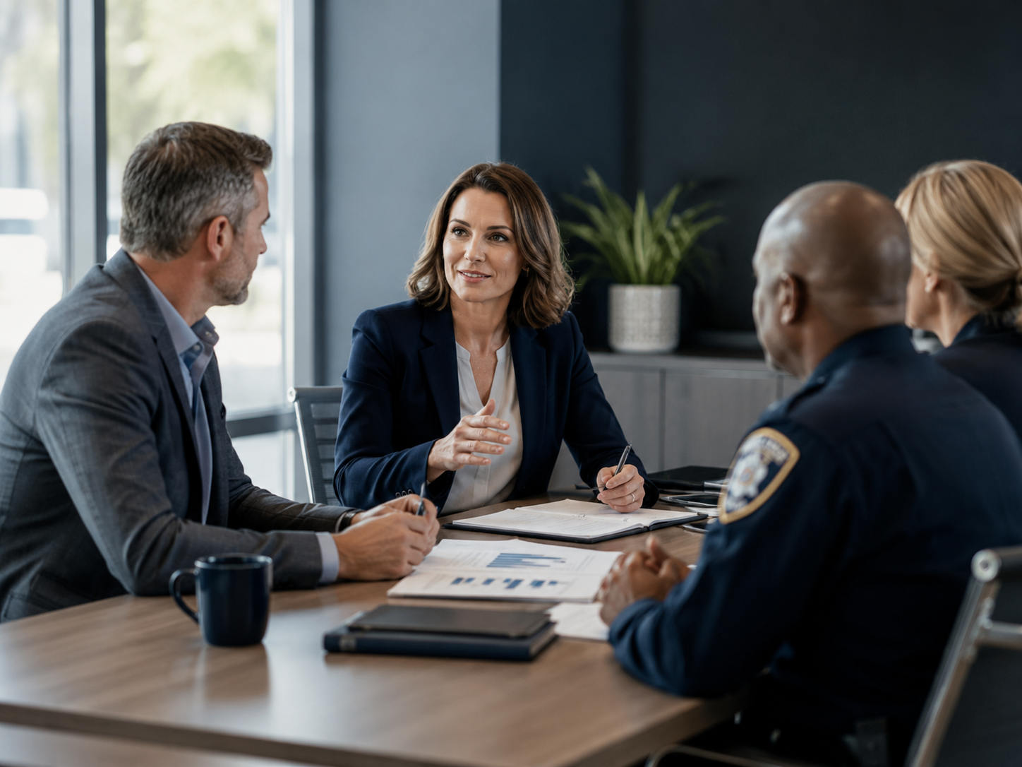 Professional public safety consulting meeting